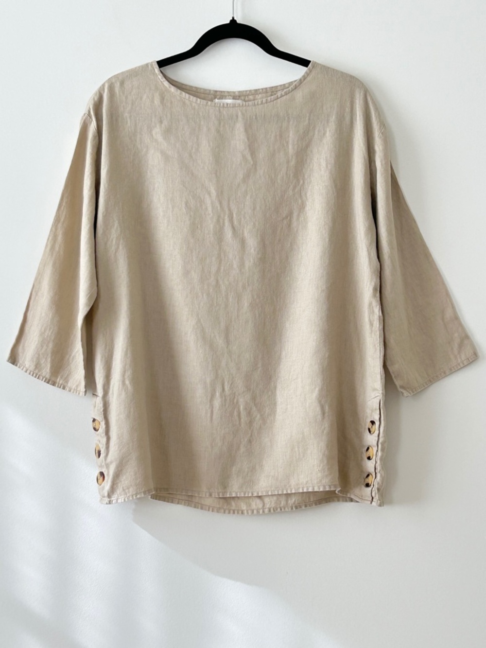 Andrea Jovine 100% Linen Beige Top